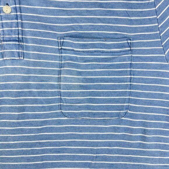 Faherty Polo Shirt Men's 2XL Blue Indigo Dyed Striped Performance Short Sleeve - Picture 3 of 9